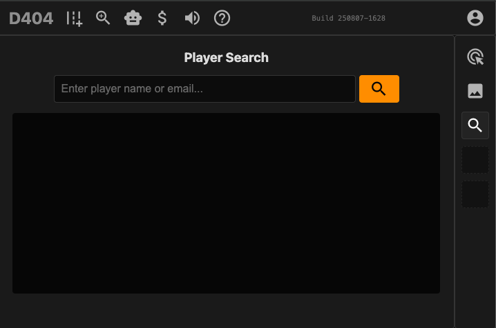 The player search function in the Deep404 game.